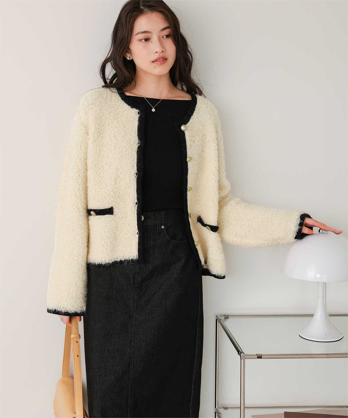 titivate「プチループゴールド釦ニットカーディガン」|ニット・セーター|