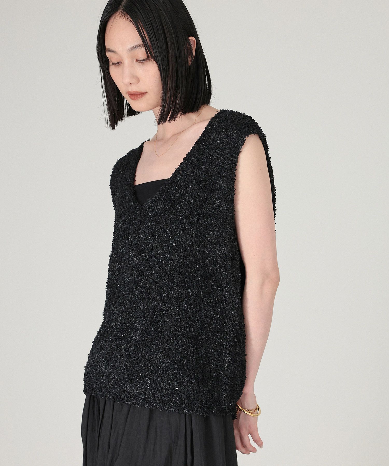 BABYLONE「ツイードノースリニットベスト」|ニット・セーター|