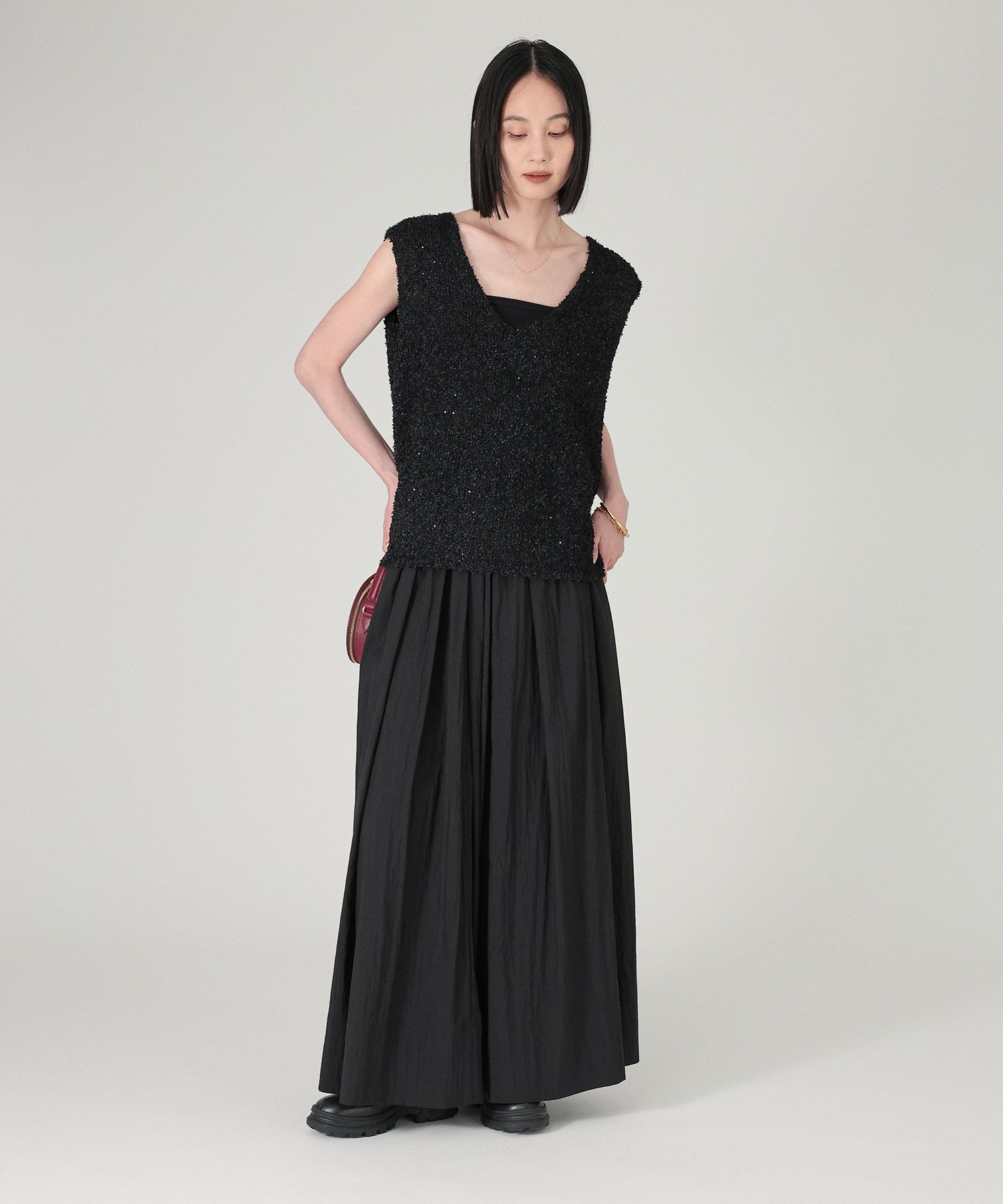 BABYLONE「ツイードノースリニットベスト」|ニット・セーター|