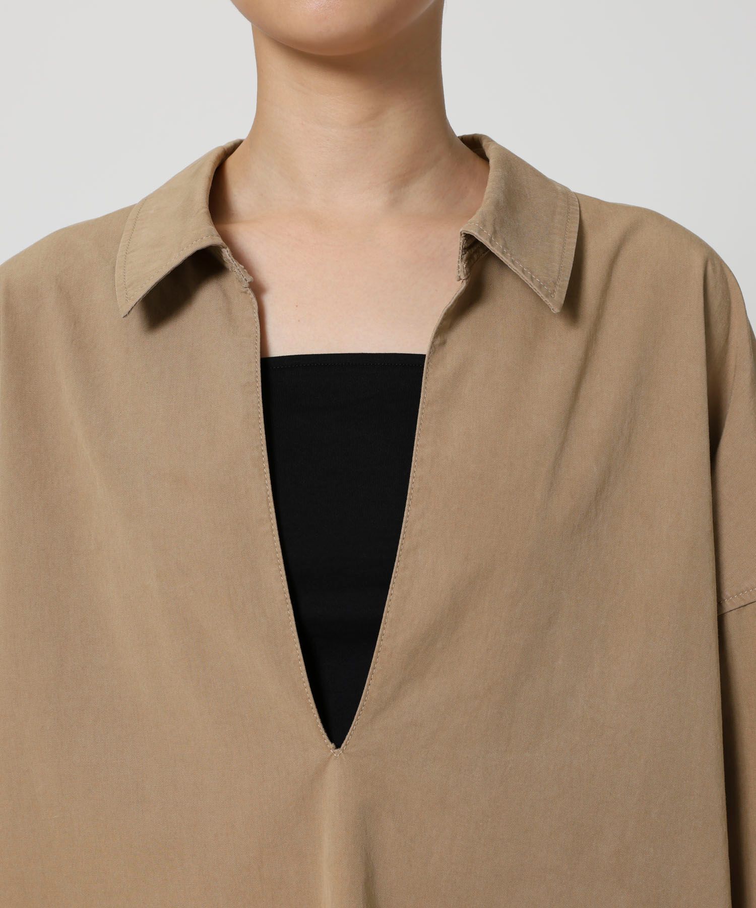 BABYLONE「襟付き深Vブラウス」|シャツ・ブラウス|