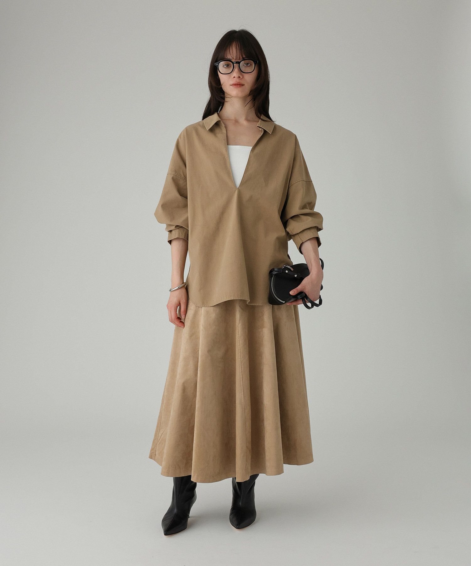 BABYLONE「襟付き深Vブラウス」|シャツ・ブラウス|