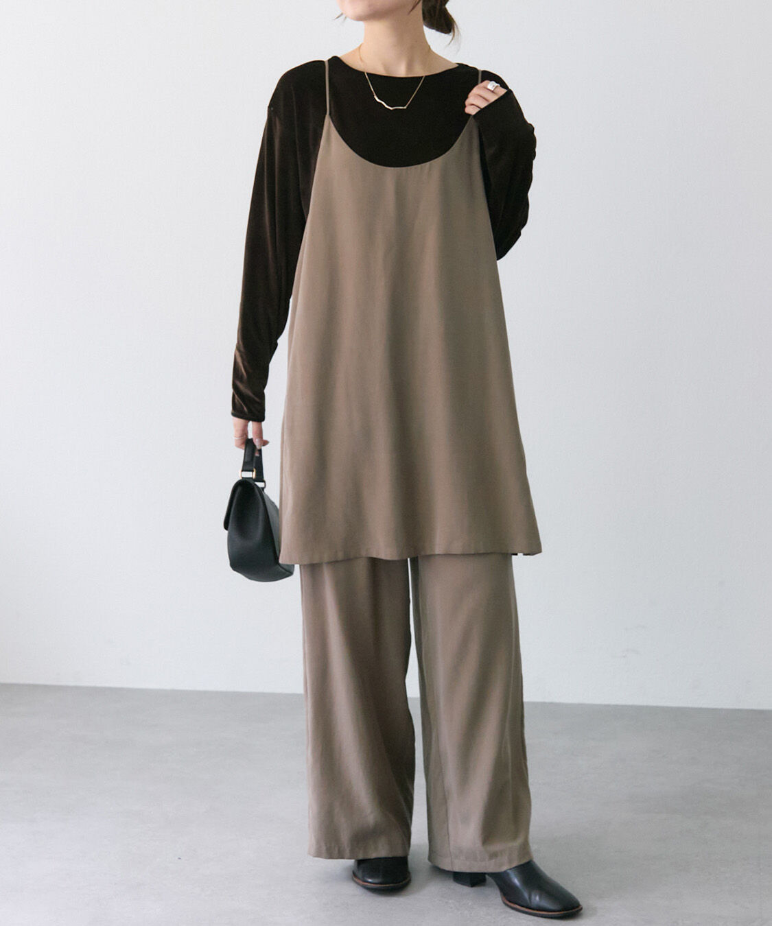  「【着回し力◎/セットアイテム】ソフトツイルキャミチュニック+パンツセット」|その他|