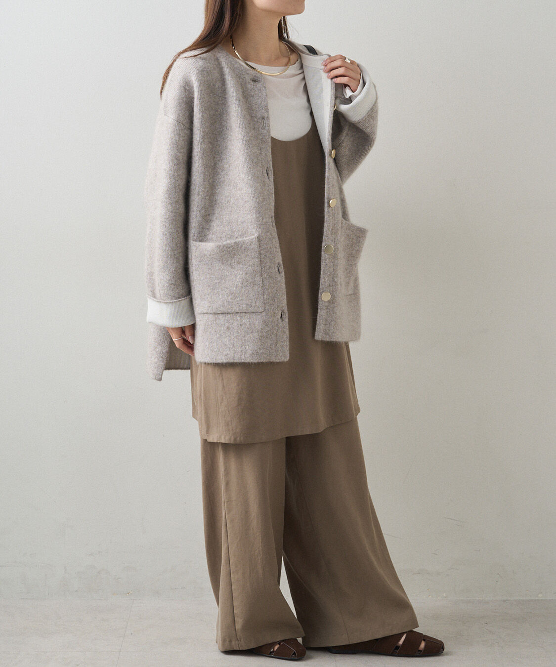  「【着回し力◎/セットアイテム】ソフトツイルキャミチュニック+パンツセット」|その他|