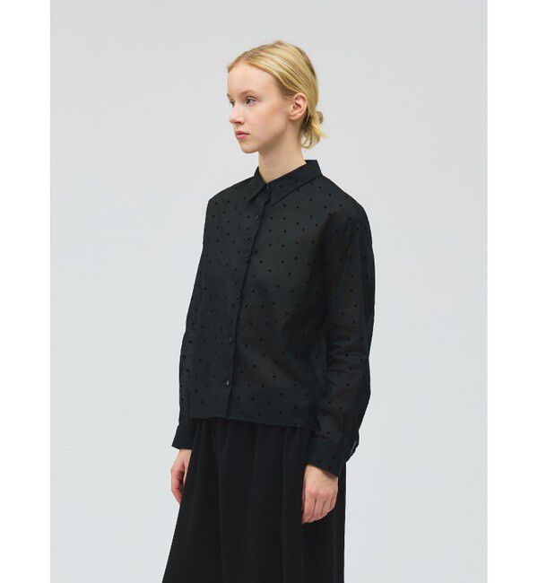 mizuiro ind「mizuiro ind フロッキードットプリントシャツ」|シャツ・ブラウス|