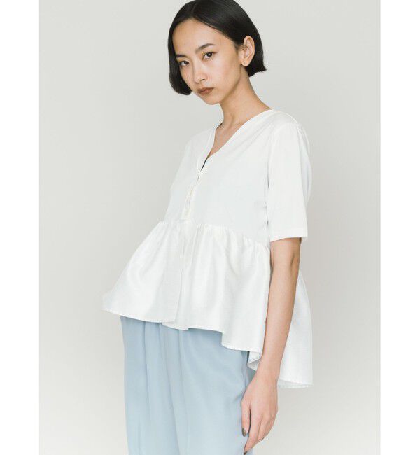 MIDIUMISOLID「MIDIUMISOLID for Ladies ウーブン スイッチング 2way ペプラム」|Tシャツ・カットソー|