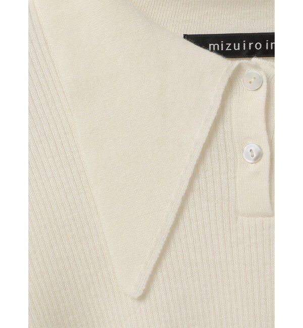 mizuiro ind「mizuiro ind ロングカラーニットポロ」|ニット・セーター|