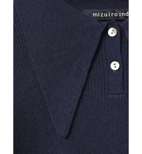 mizuiro ind「mizuiro ind ロングカラーニットポロ」|ニット・セーター|