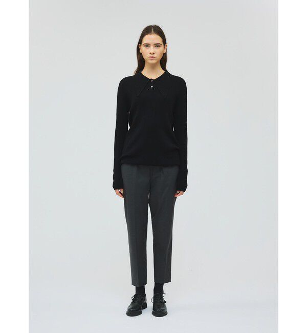 mizuiro ind「mizuiro ind ロングカラーニットポロ」|ニット・セーター|