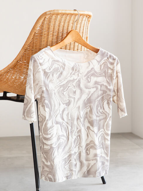Te chichi「マーブルフロッキー5分袖プルオーバー」|Tシャツ・カットソー|オフホワイト