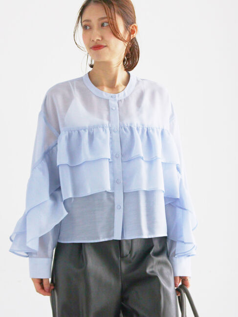Te chichi「シアーフリルティアードブラウス」|シャツ・ブラウス|サックスブルー