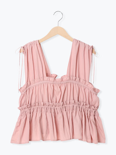 Samansa Mos2「前後2WAYシャーリングリボンベスト」|ダウンベスト・ベスト|