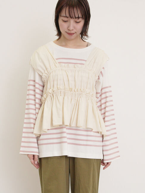 Samansa Mos2「前後2WAYシャーリングリボンベスト」|ダウンベスト・ベスト|