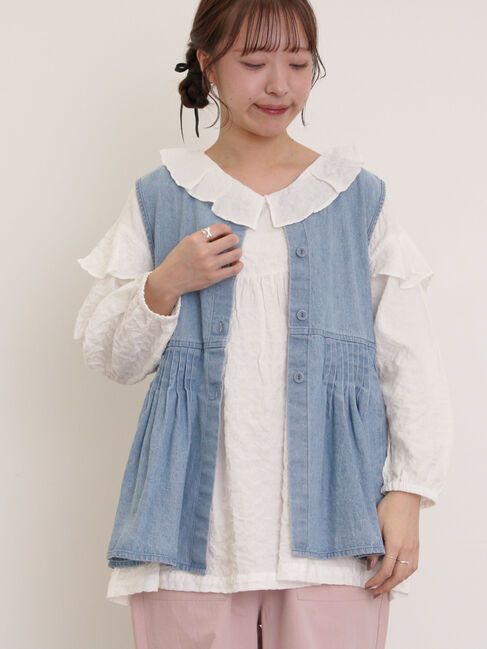 Samansa Mos2「デニム・ツイル前後2WAYベスト」|ダウンベスト・ベスト|