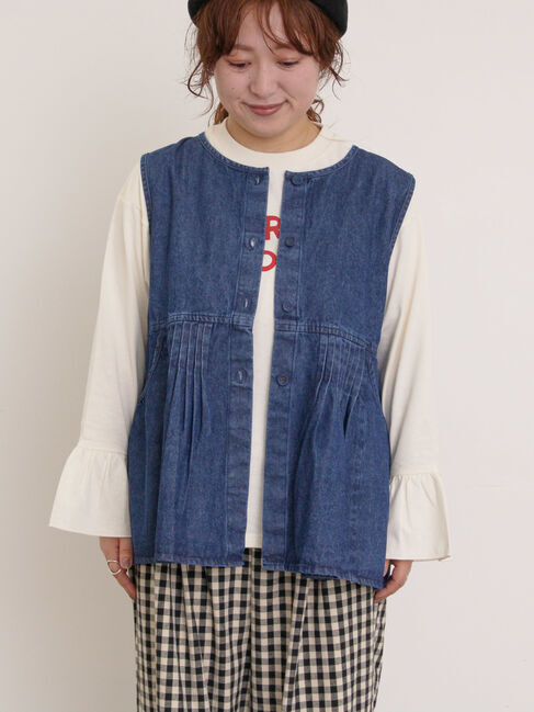 Samansa Mos2「デニム・ツイル前後2WAYベスト」|ダウンベスト・ベスト|