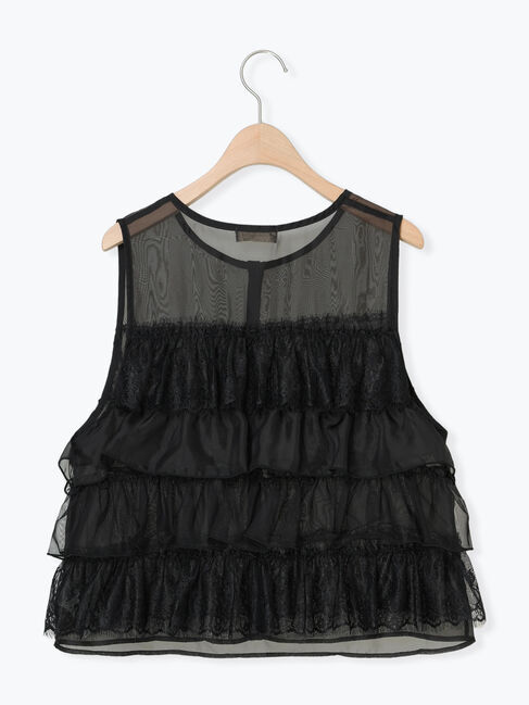 Samansa Mos2「異素材フリルベスト」|ダウンベスト・ベスト|