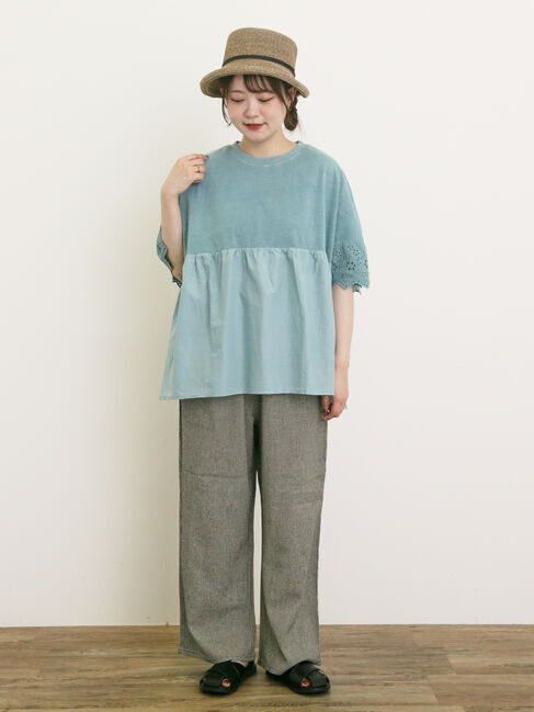 Samansa Mos2「袖レースギャザーカットソー」|Tシャツ・カットソー|