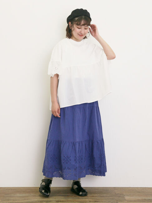 Samansa Mos2「袖レースギャザーカットソー」|Tシャツ・カットソー|