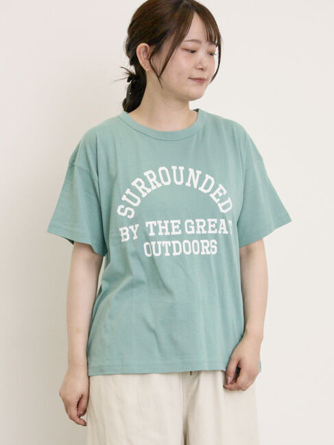 Samansa Mos2「【オーガニックコットン】ロゴプリントTシャツ」|Tシャツ・カットソー|ミント