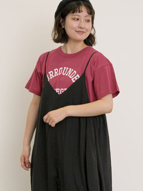 Samansa Mos2「【オーガニックコットン】ロゴプリントTシャツ」|Tシャツ・カットソー|ピンク