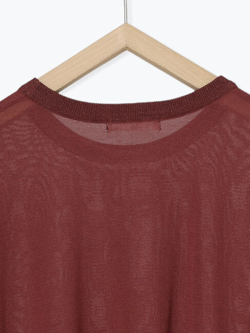 Samansa Mos2 blue「7分袖ラメニットプルオーバー」|ニット・セーター|