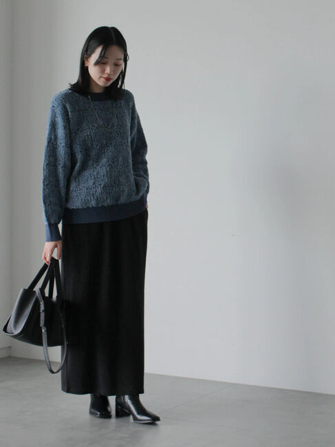 Samansa Mos2 blue「ジャカードモールニットプルオーバー」|ニット・セーター|