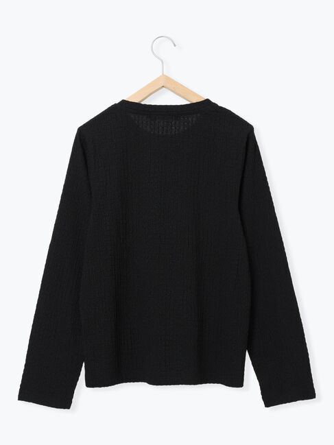 Samansa Mos2 blue「ふくれジャカードクルーネックプルオーバー」|Tシャツ・カットソー|