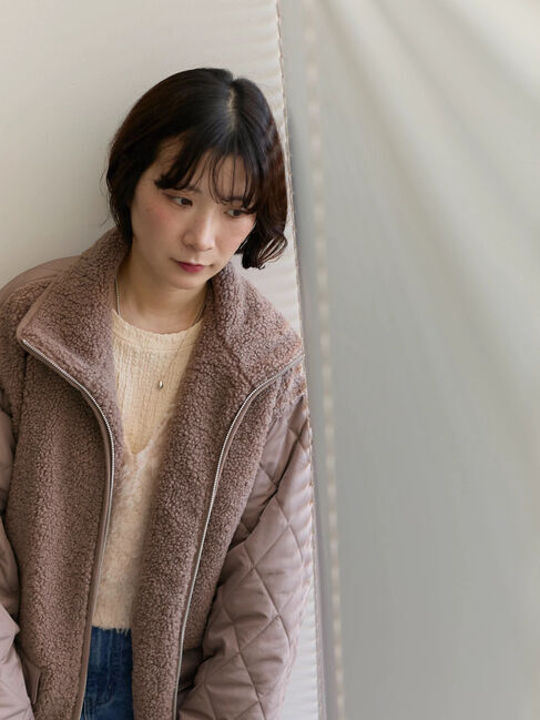 Samansa Mos2 blue「ふくれジャカードクルーネックプルオーバー」|Tシャツ・カットソー|