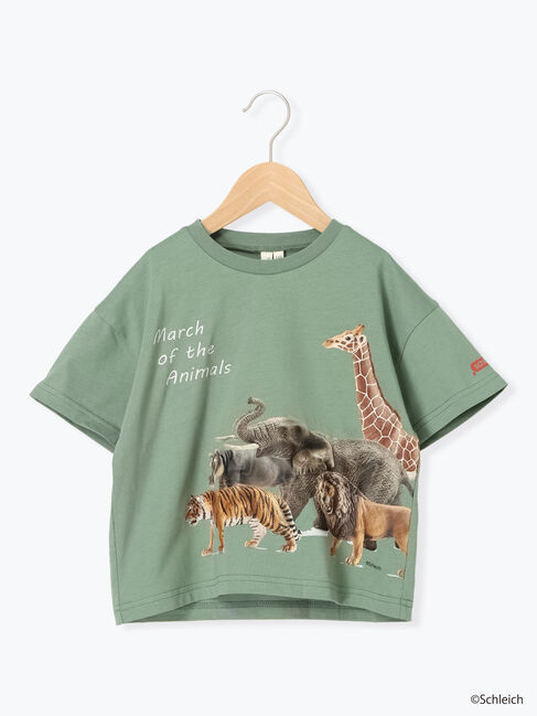 Samansa Mos2 Lagom「【schleich】アニマルプリントT」|Tシャツ・カットソー|グリーン