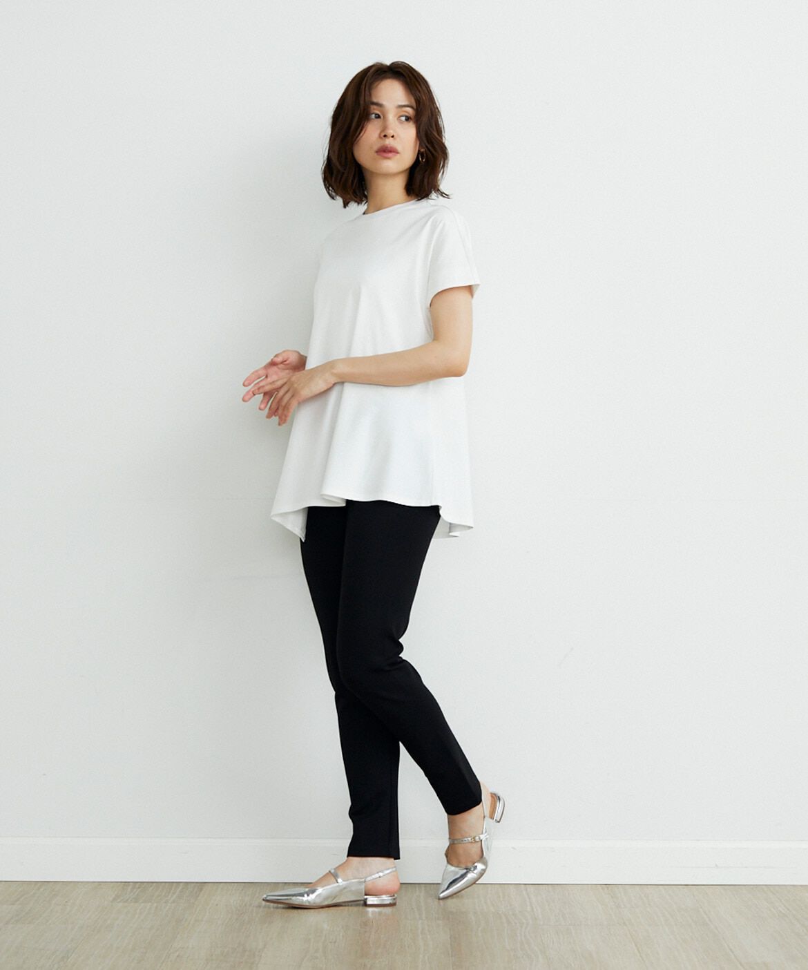 INED「《大きいサイズ》ペプラムTシャツ」|Tシャツ・カットソー|