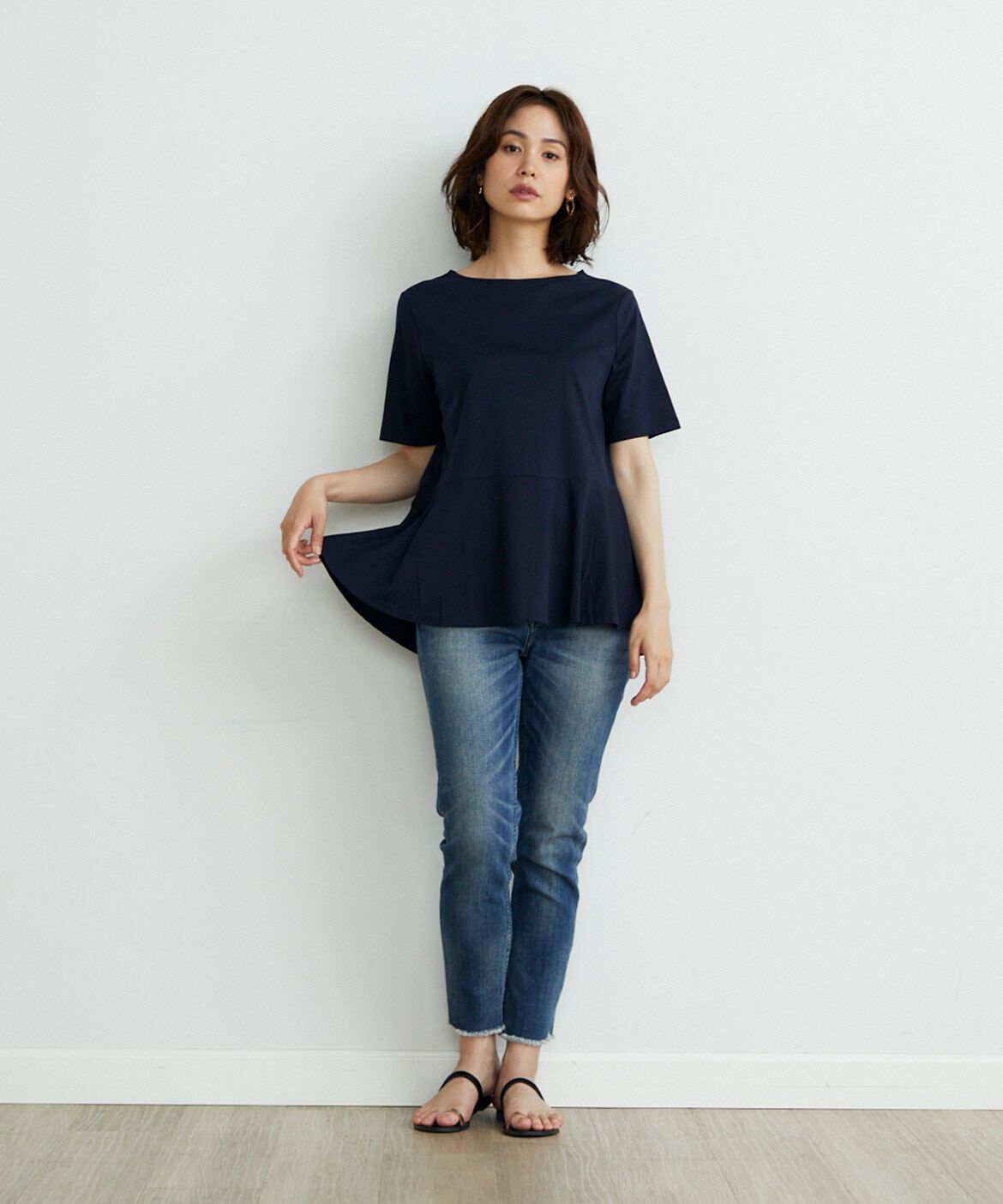 7-IDconcept.「《大きいサイズ》ペプラムカットソー《SUPER COOL TOUCH COTTON》」|Tシャツ・カットソー|