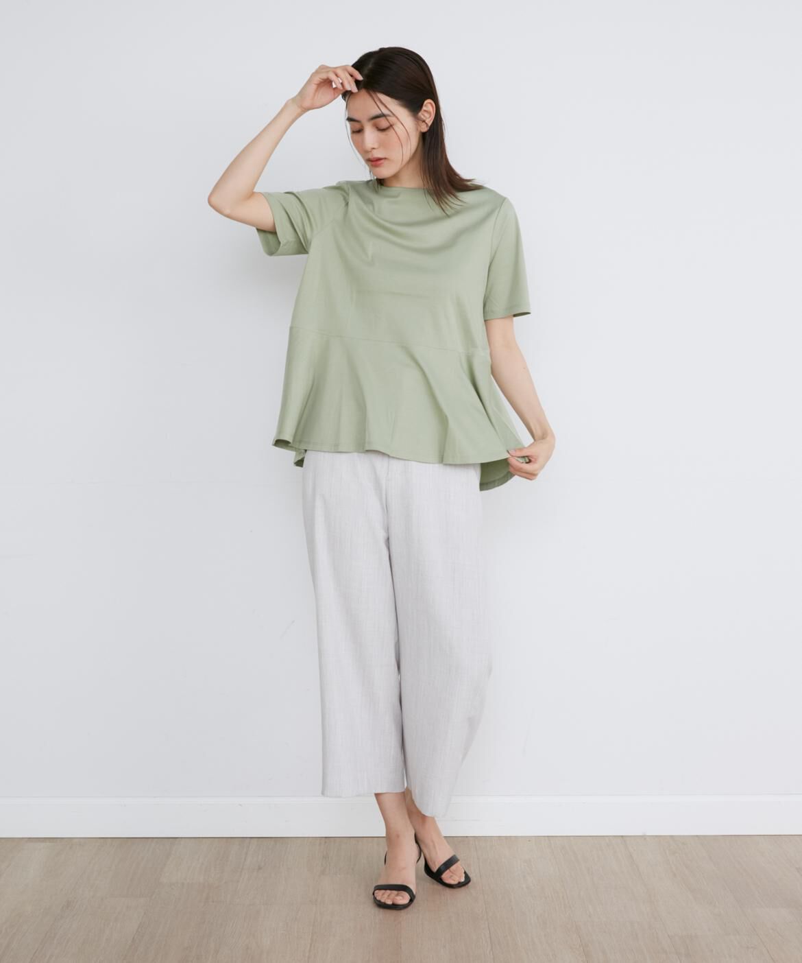 7-IDconcept.「《大きいサイズ》ペプラムカットソー《SUPER COOL TOUCH COTTON》」|Tシャツ・カットソー|