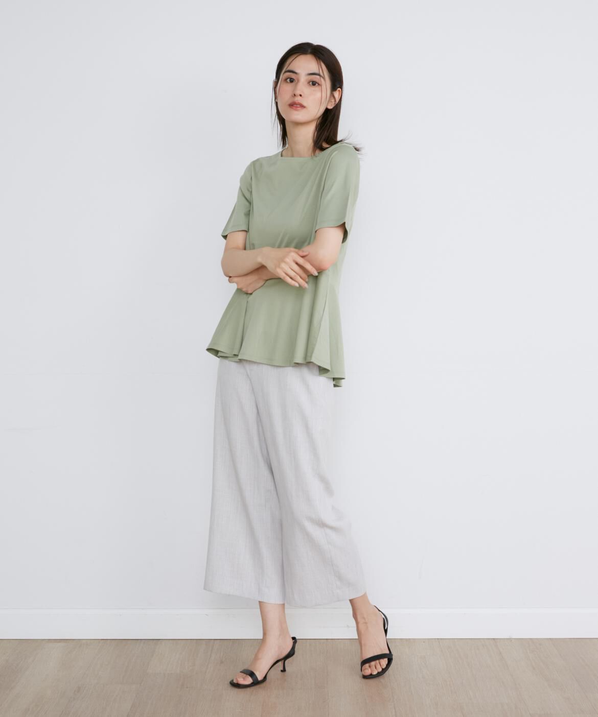 7-IDconcept.「《大きいサイズ》ペプラムカットソー《SUPER COOL TOUCH COTTON》」|Tシャツ・カットソー|