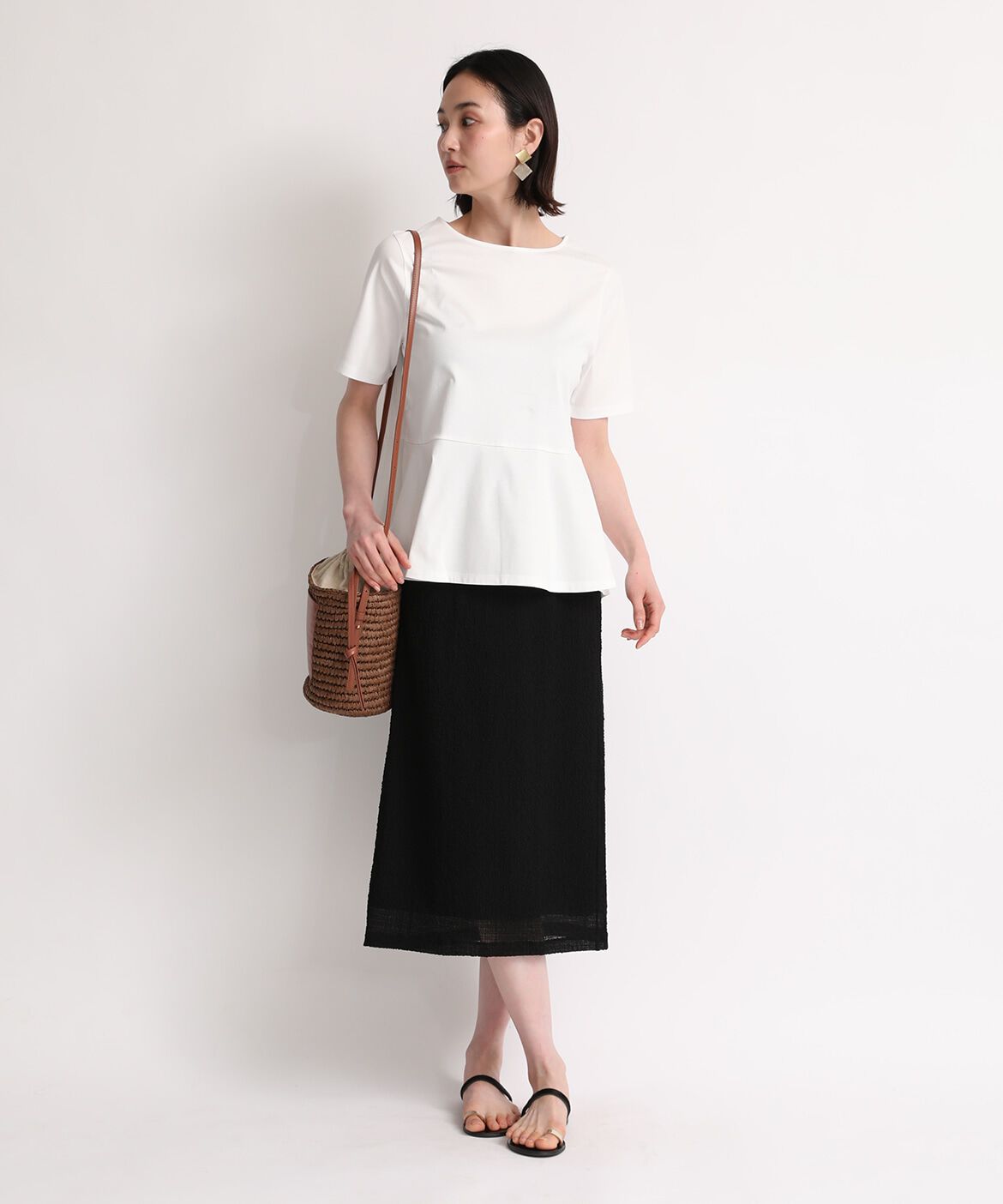 7-IDconcept.「《大きいサイズ》ペプラムカットソー《SUPER COOL TOUCH COTTON》」|Tシャツ・カットソー|