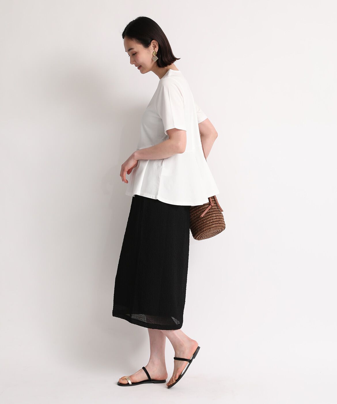 7-IDconcept.「《大きいサイズ》ペプラムカットソー《SUPER COOL TOUCH COTTON》」|Tシャツ・カットソー|