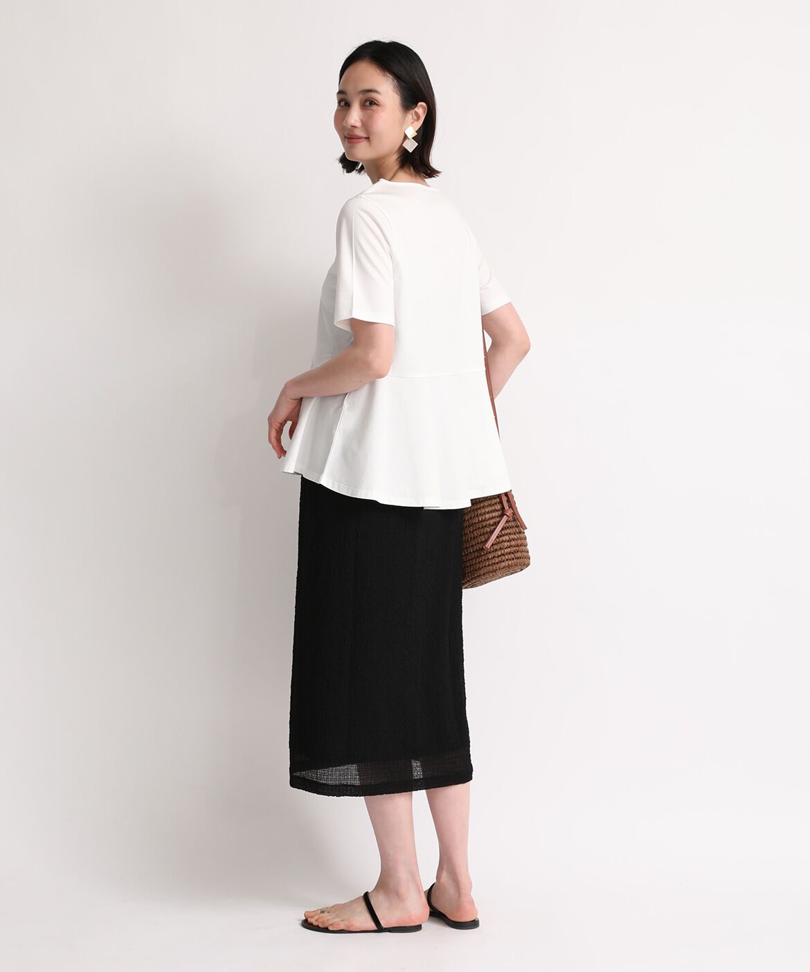 7-IDconcept.「《大きいサイズ》ペプラムカットソー《SUPER COOL TOUCH COTTON》」|Tシャツ・カットソー|