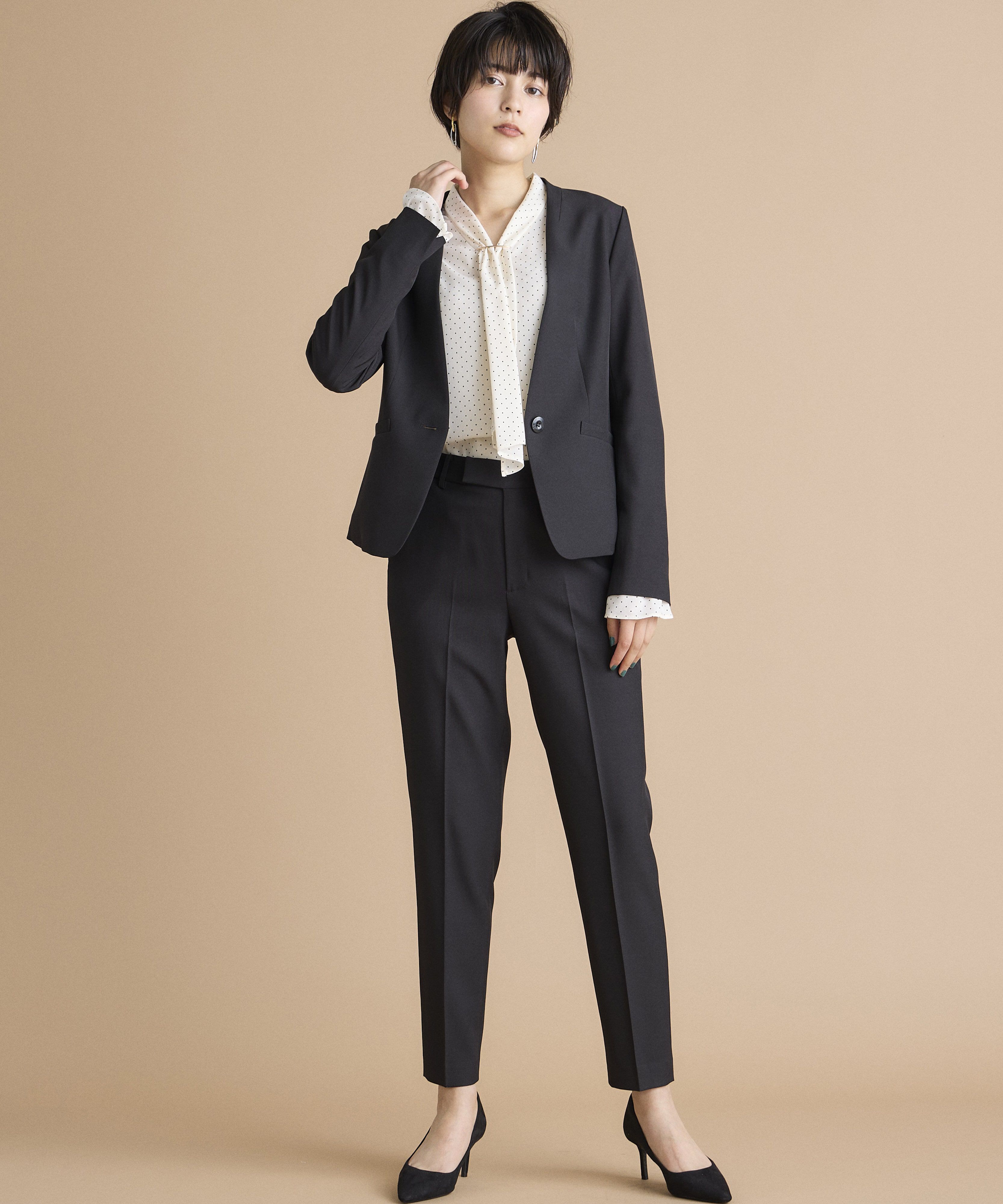 INED「《INED CLARO》エシカルメランジジャケット」|ノーカラージャケット|