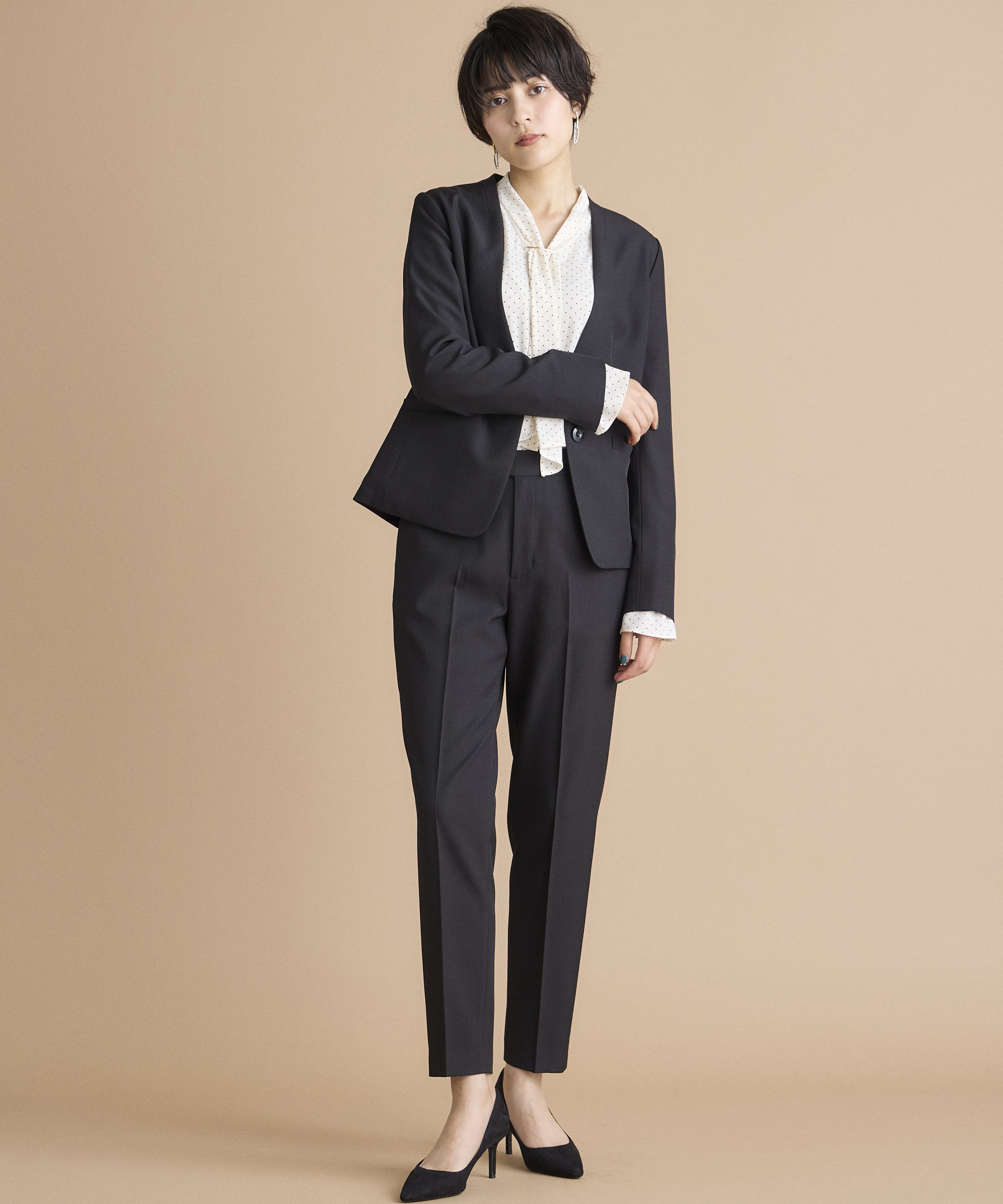 INED「《INED CLARO》エシカルメランジジャケット」|ノーカラージャケット|