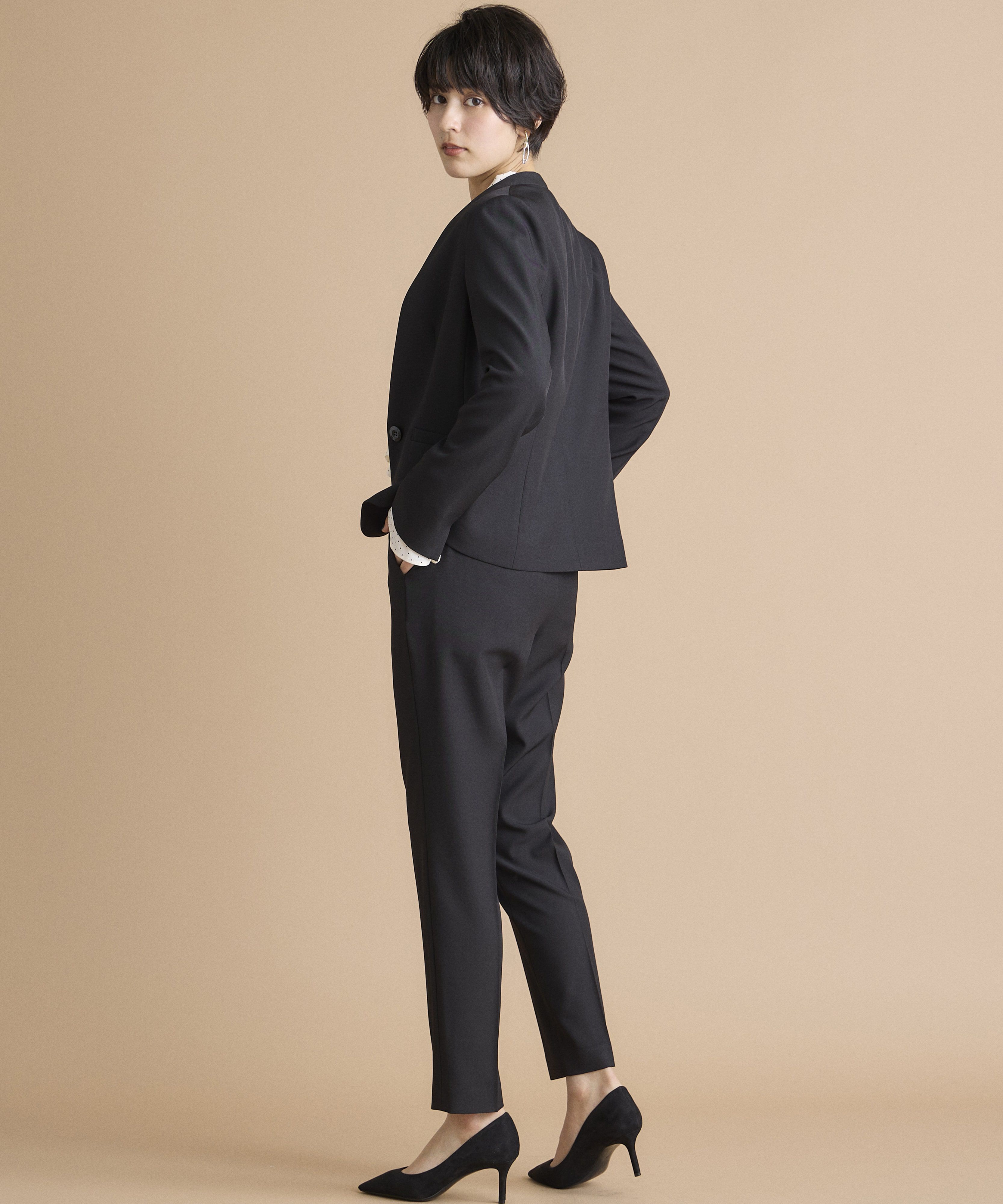 INED「《INED CLARO》エシカルメランジジャケット」|ノーカラージャケット|