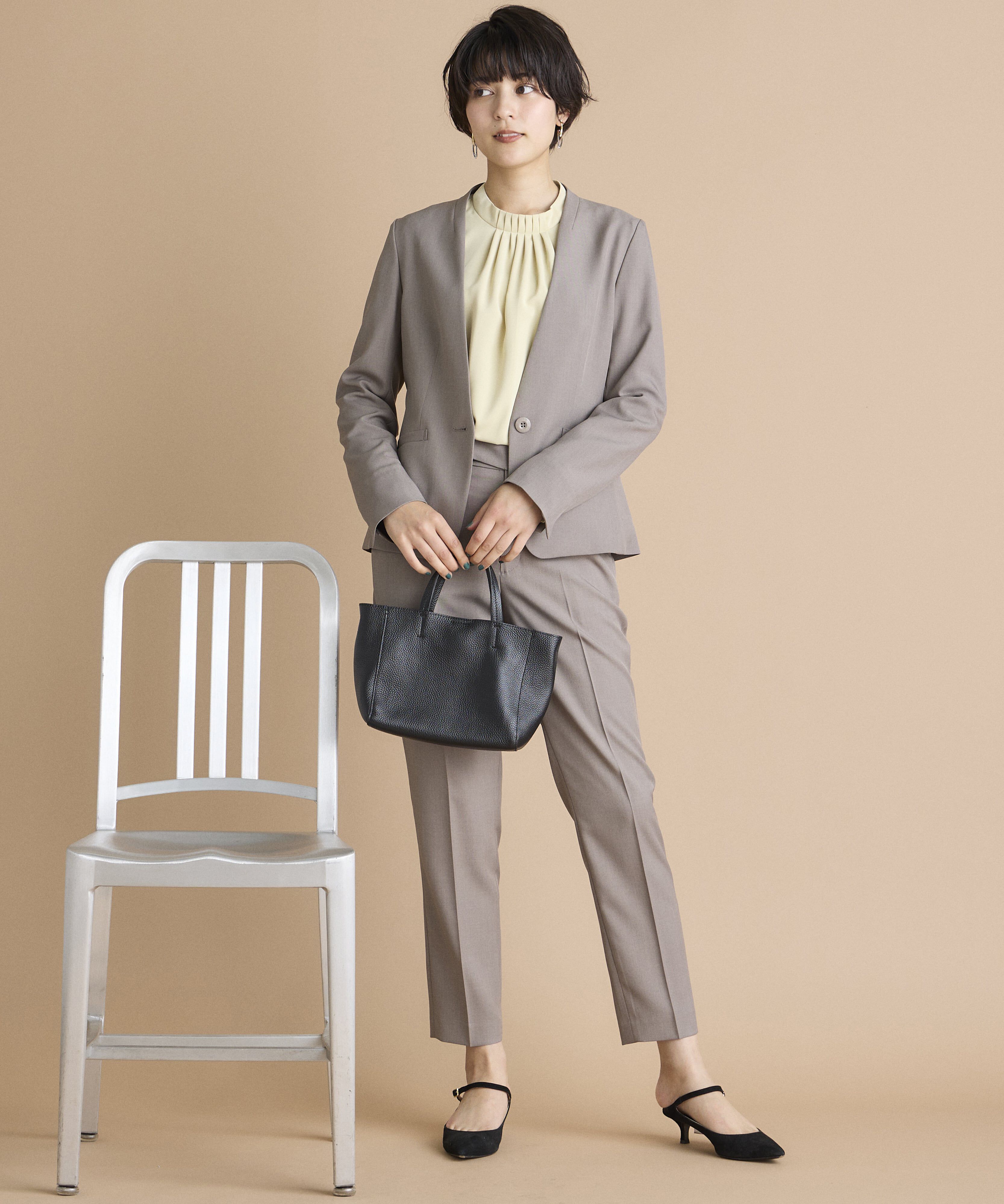 INED「《INED CLARO》エシカルメランジジャケット」|ノーカラージャケット|