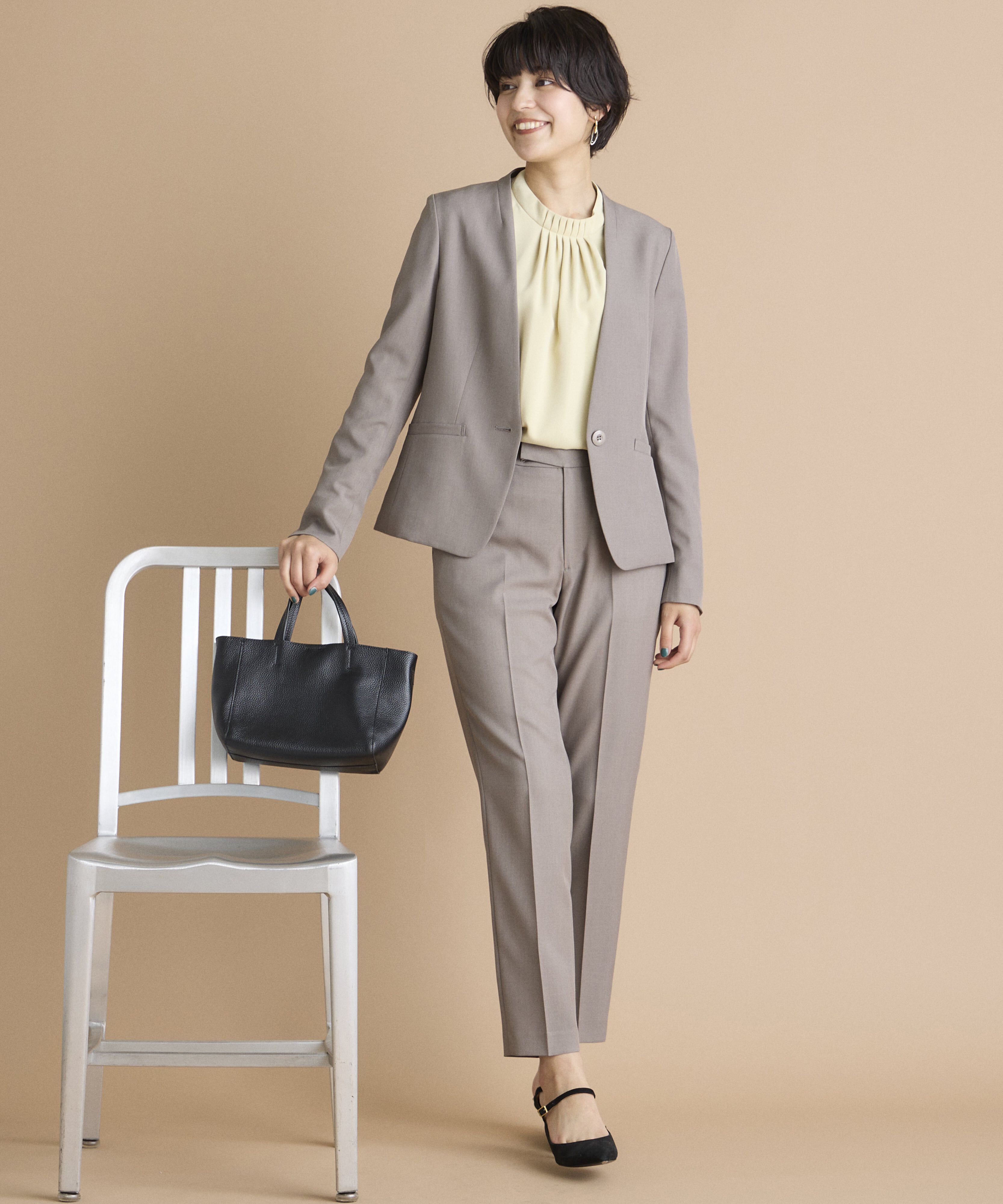 INED「《INED CLARO》エシカルメランジジャケット」|ノーカラージャケット|