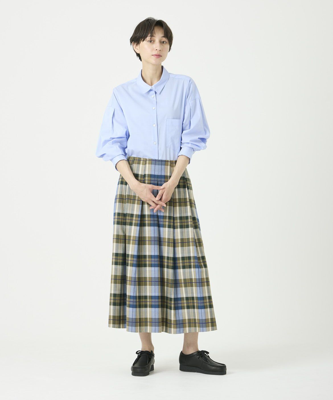 I.T.'S international「タックフレアロングチェックスカート」|スカート|