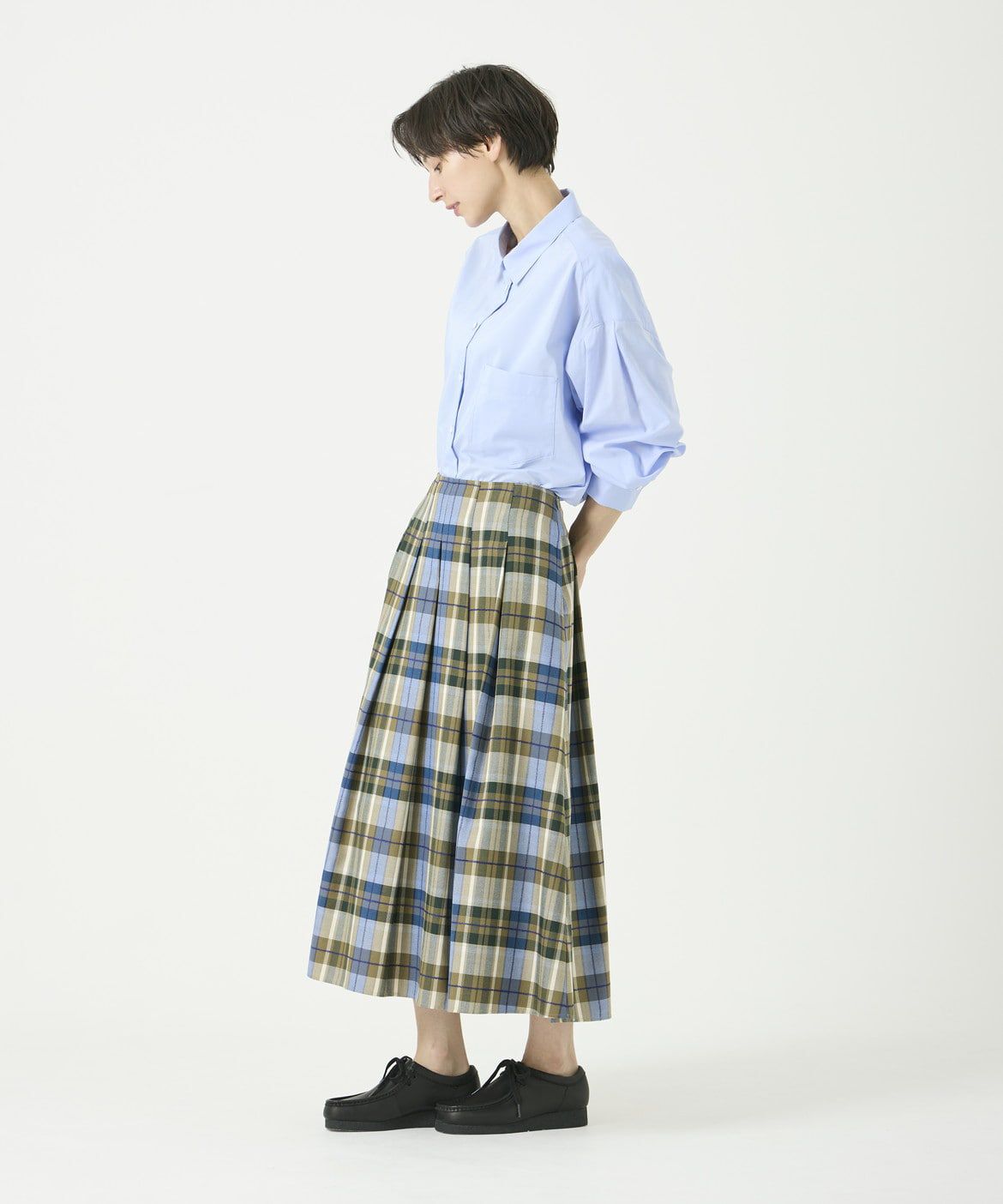 I.T.'S international「タックフレアロングチェックスカート」|スカート|