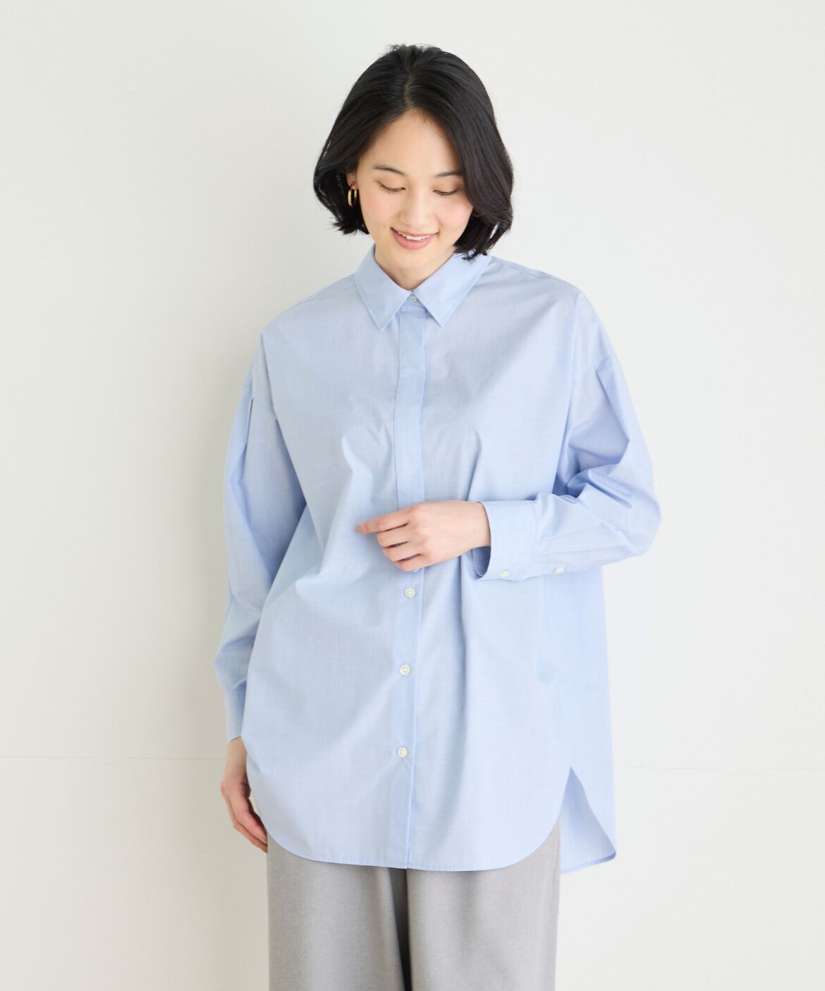 7-IDconcept.「ベーシックフォルムシャツ」|シャツ・ブラウス|サックス3