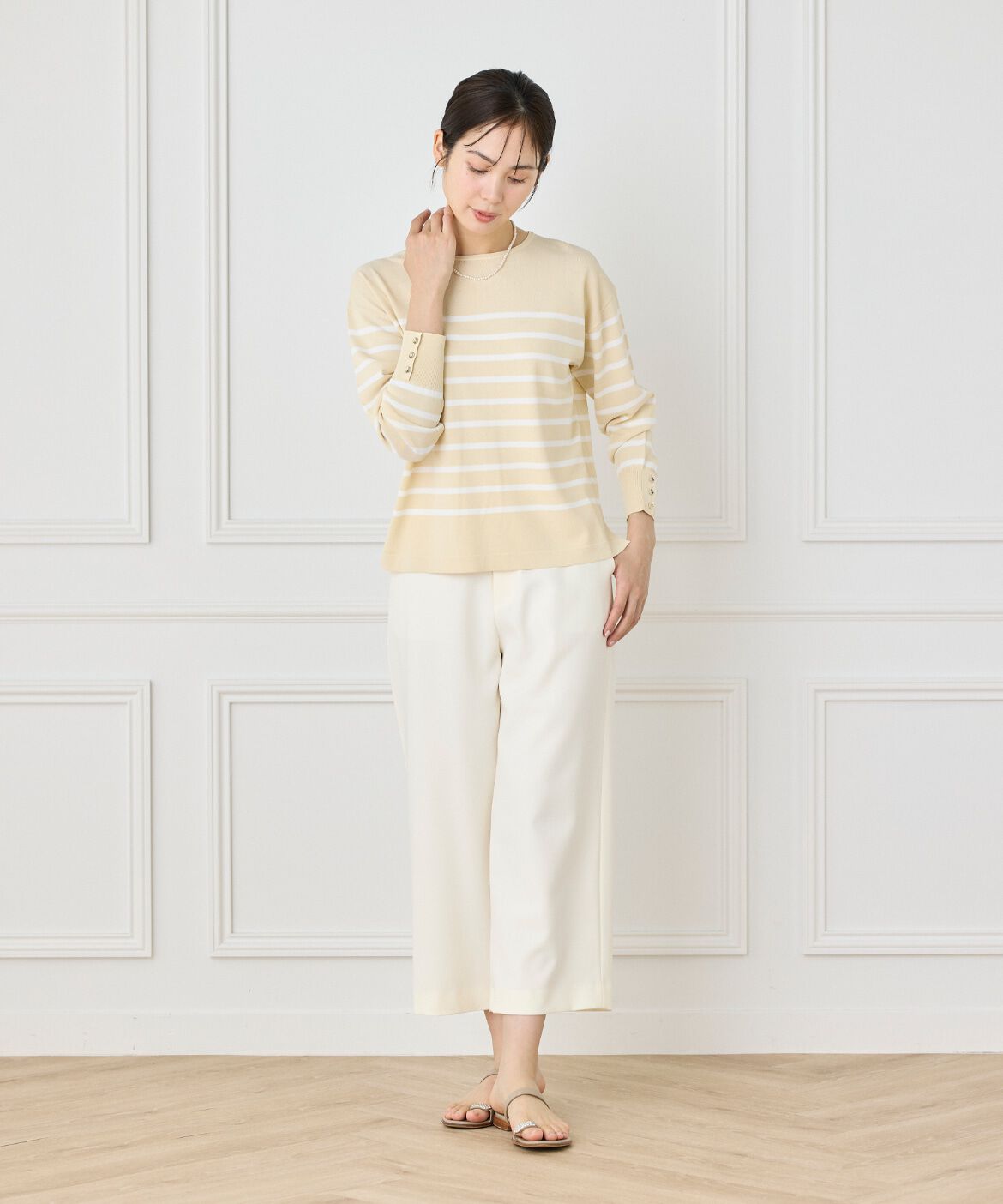 7-IDconcept.「《大きいサイズ》ボーダーニットプルオーバー」|ニット・セーター|