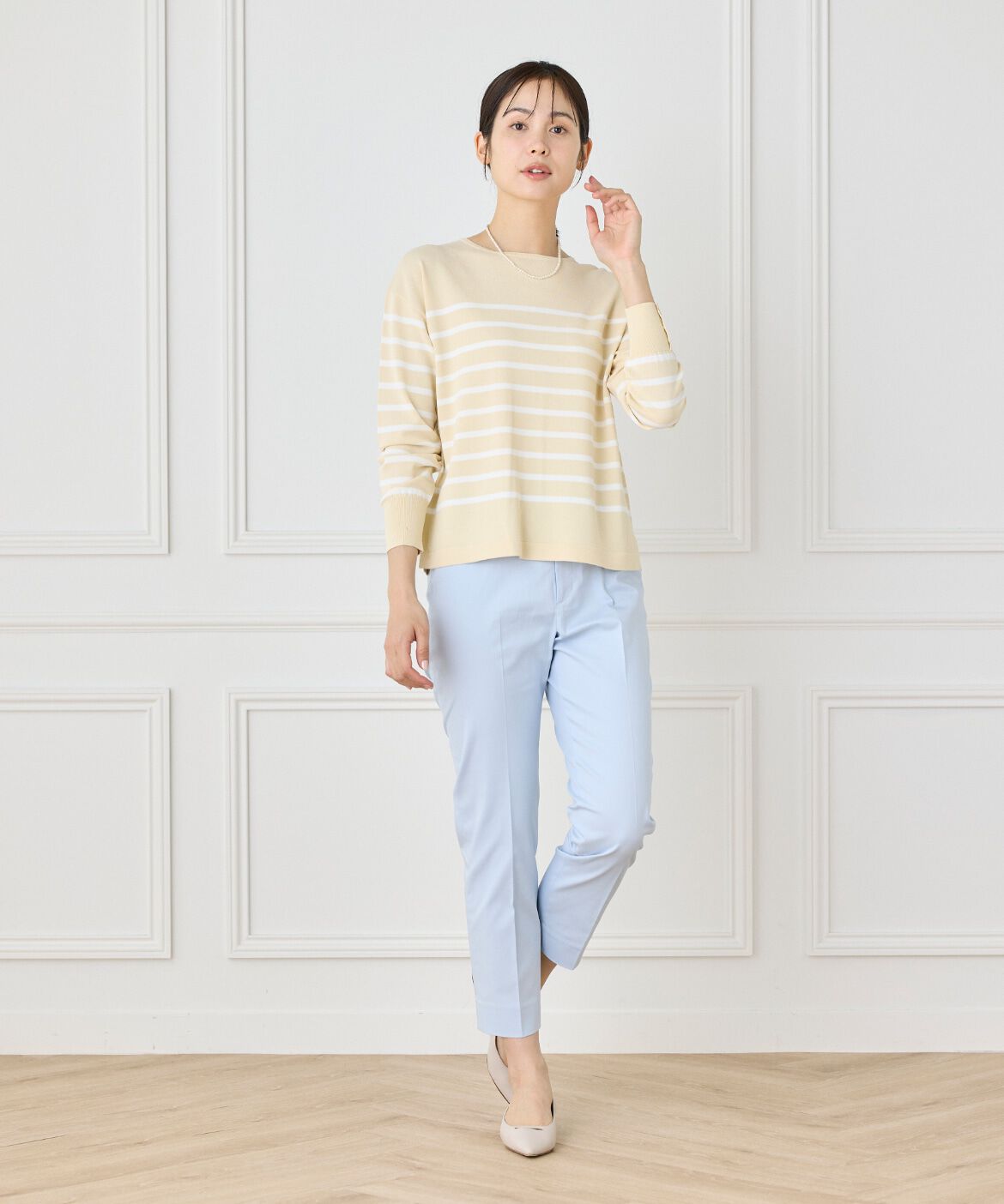 7-IDconcept.「《大きいサイズ》ボーダーニットプルオーバー」|ニット・セーター|