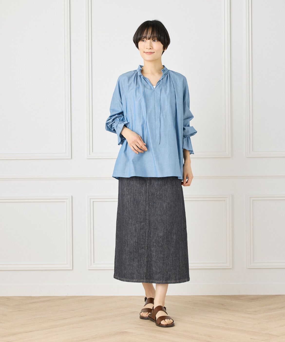 I.T.'S international「フリルカラーギャザーブラウス」|シャツ・ブラウス|