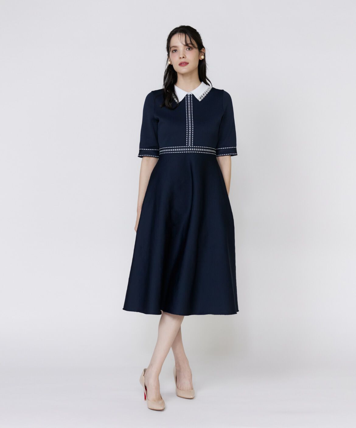 Maglie le cassetto「《M Maglie le cassetto》レース衿ニットワンピース」|ワンピース|