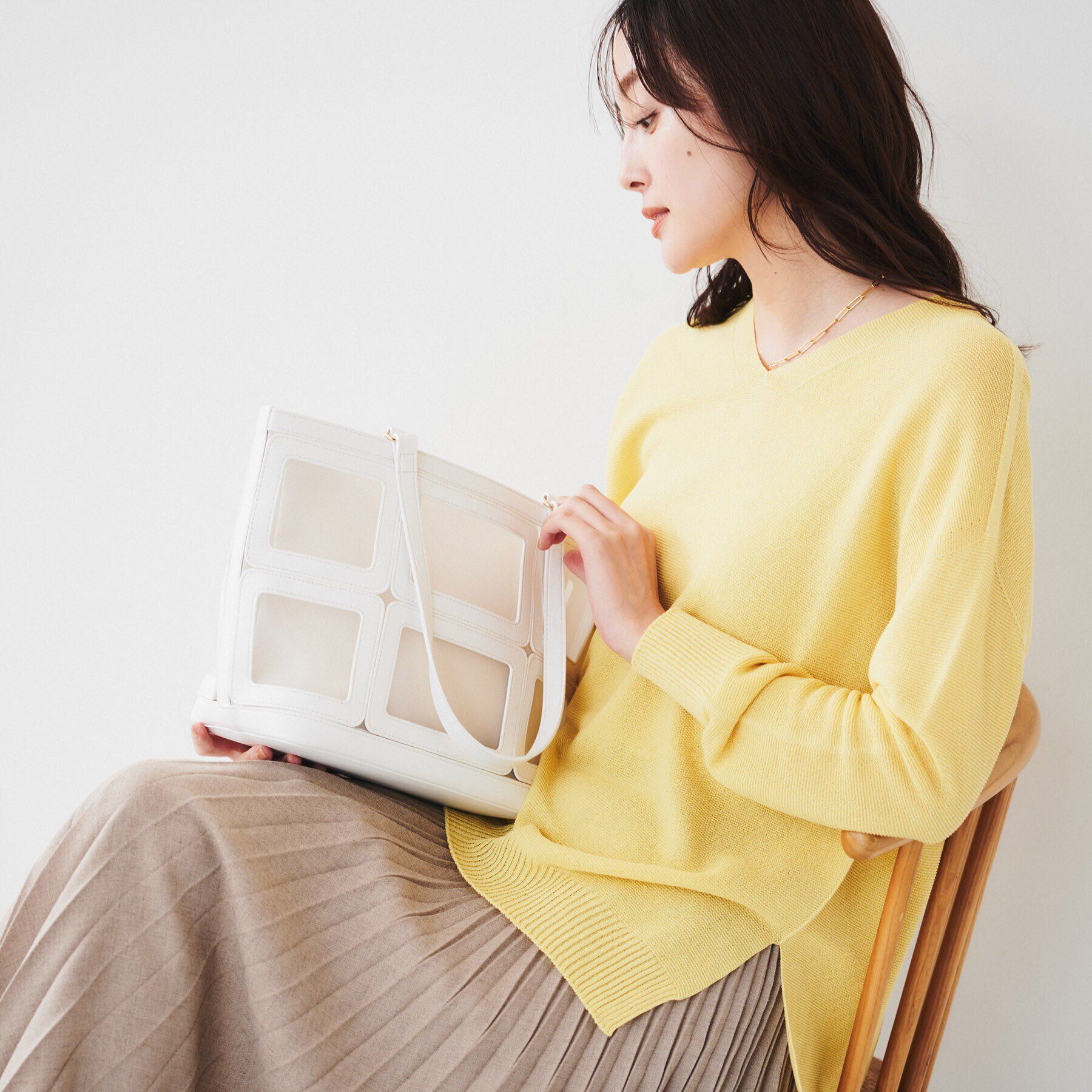 UNTITLED「チュールカットワークトート」|トートバッグ|