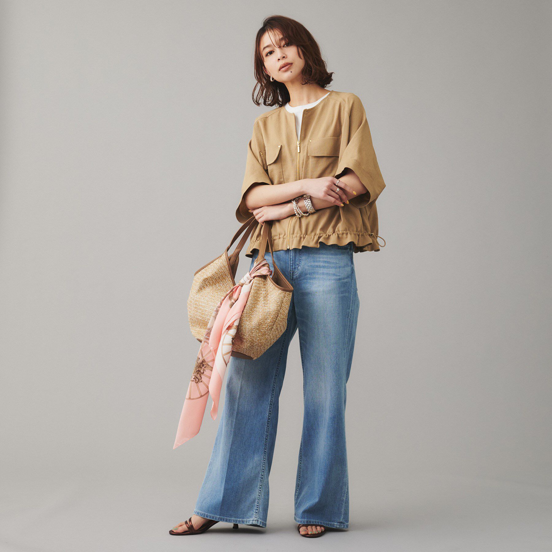 UNTITLED「【SEADRAKE】ノーカラー半袖ブルゾン」|ブルゾン・スタジャン|