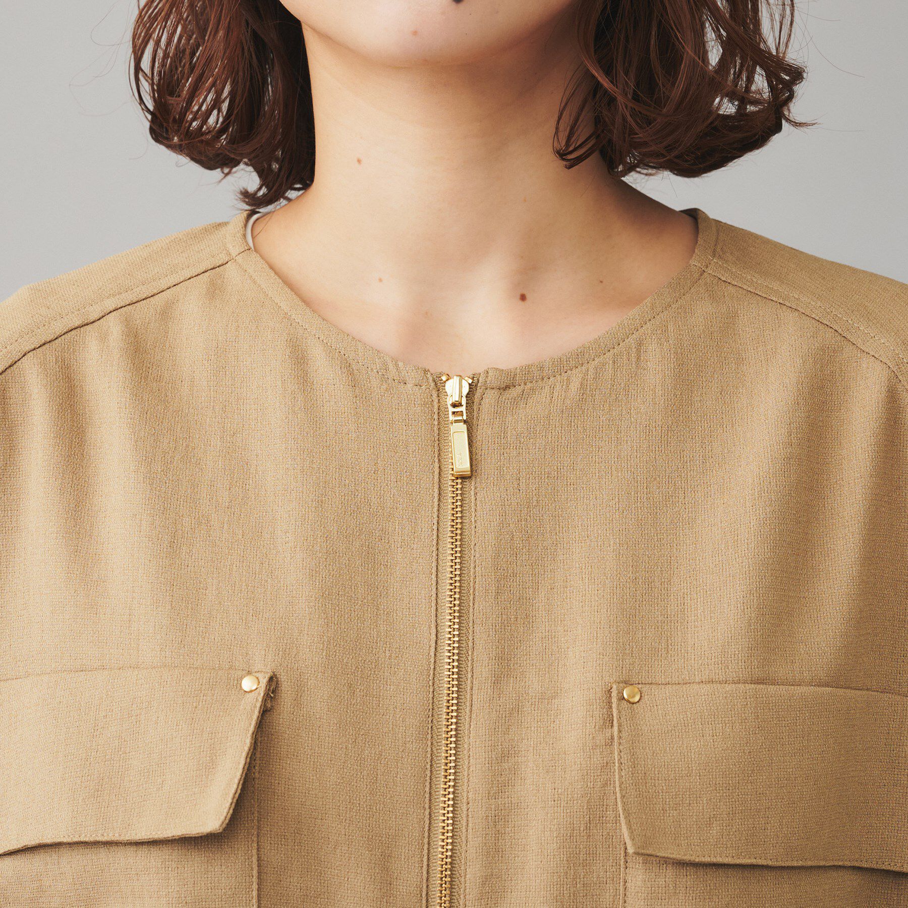 UNTITLED「【SEADRAKE】ノーカラー半袖ブルゾン」|ブルゾン・スタジャン|